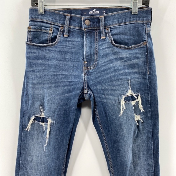 Hollister Jeans Women's 28 Washed Blue Supper Skinny Stretch Ripped 5 Pocket - Picture 2 of 13